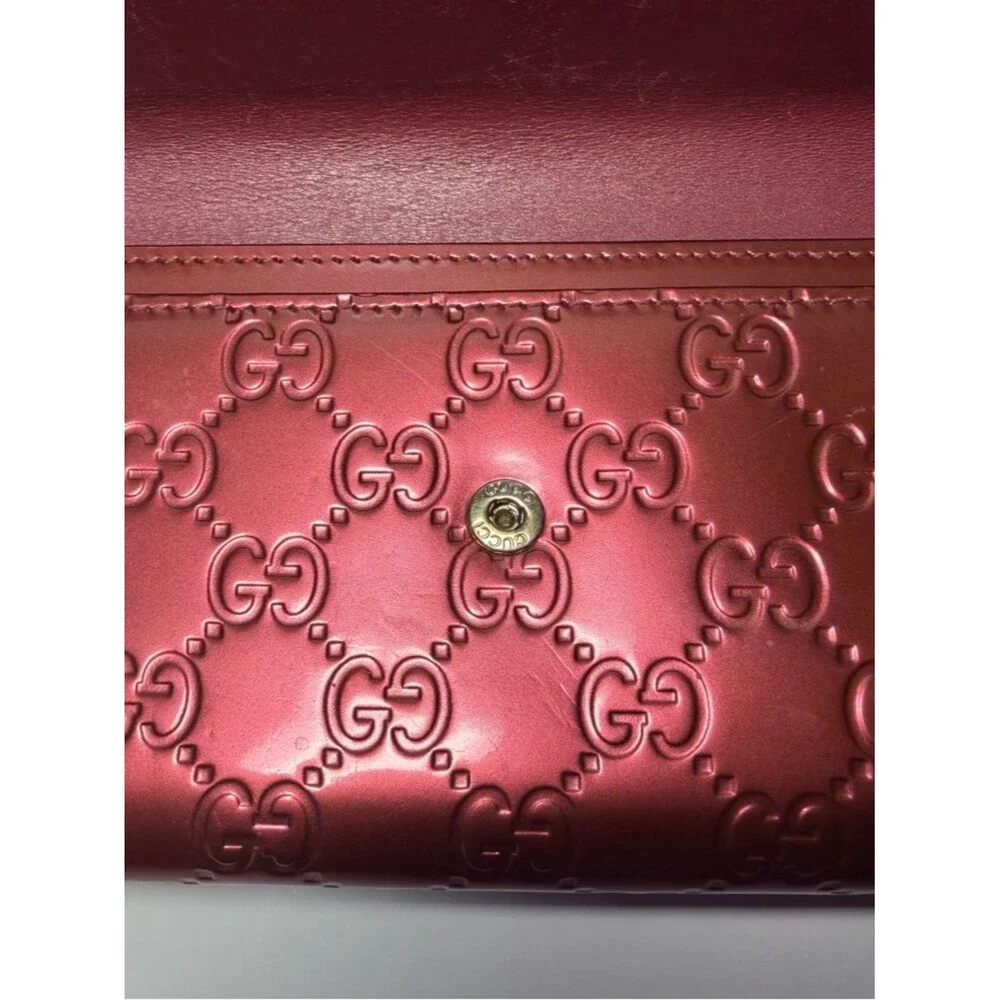 Gucci Metallic Rose Red Guccissima Continental Wallet - Picture 13 of 16